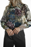 Koszula damska z printem kwiatowym elegancka na guziki modna bluzka